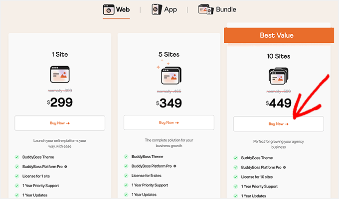 BuddyBoss pricing plans