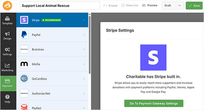Connect the donation form to Stripe in Charitable