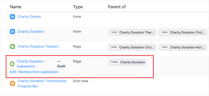 Edit charity donation submission page in Formidable Forms