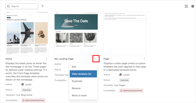 Edit, duplicate, manage templates in WordPress 6.9