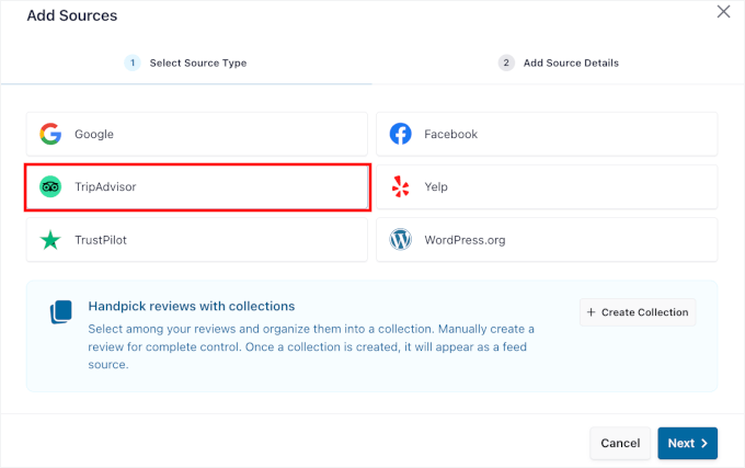 Adding TripAdvisor as the source