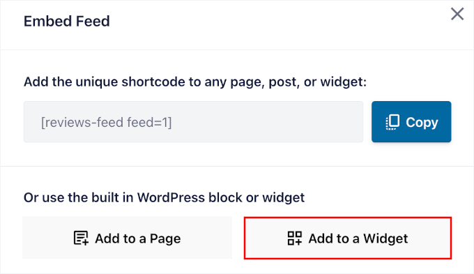 Adding reviews feed to a widget