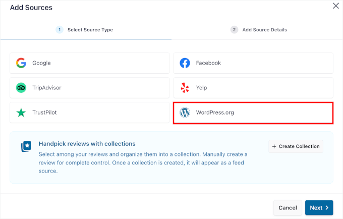 Choosing WordPress.org as the review source Choosing WordPress.org as the review source
