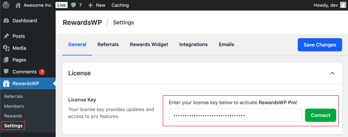 Enter Your RewardsWP License Key Enter Your RewardsWP License Key