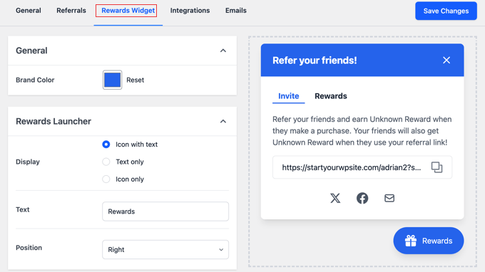 RewardsWP Rewards Widget Settings RewardsWP Rewards Widget Settings