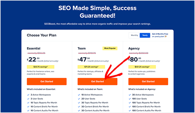 SEOBoost pricing plans