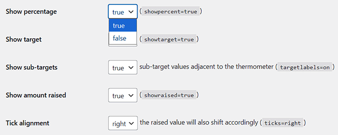 Show your percentage in the fundraising thermometer