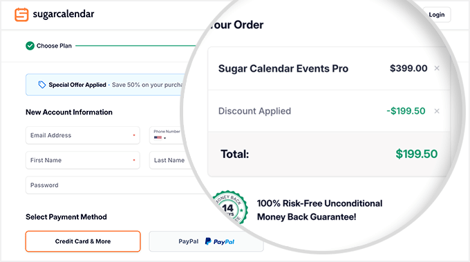 Sugar Calendar Checkout