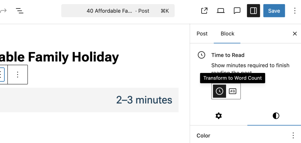 Time to read block example