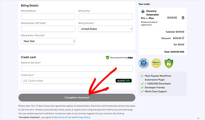 Uncanny Automator billing and payment
