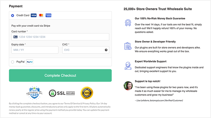 Wholesale Suite payment