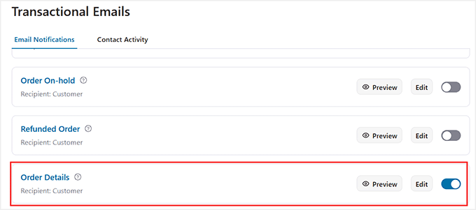 Activer l'e-mail des détails de commande dans FunnelKit Automations