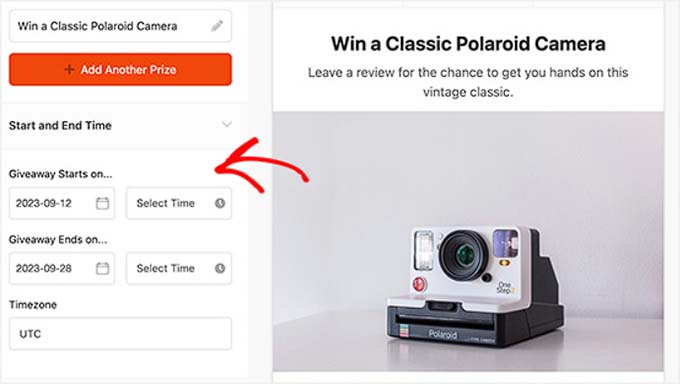 Créer un concours d'avis avec RafflePress