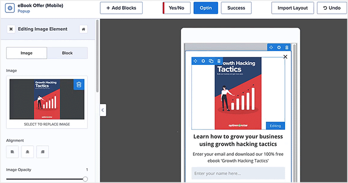 Proiectează pop-up cu intenție de ieșire pentru mobil în OptinMonster