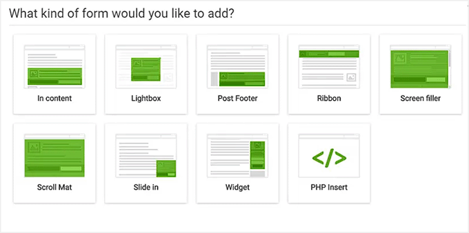Diferite tipuri de formulare în Thrive Leads