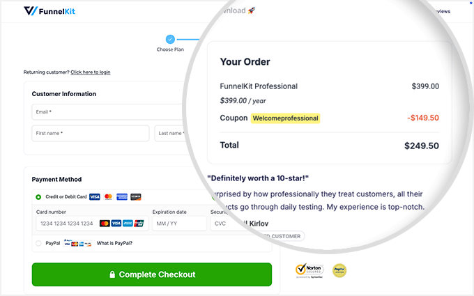 FunnelKit checkout page