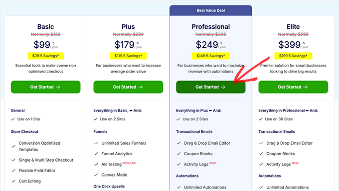 FunnelKit pricing page
