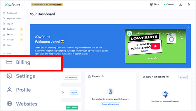 LowFruits dashboard