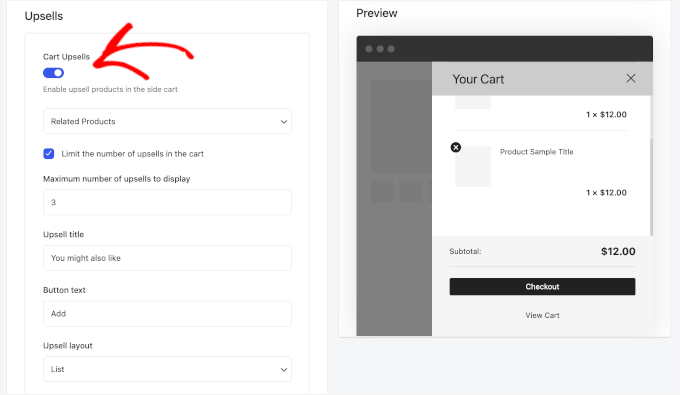 Cart upsells in Merchant