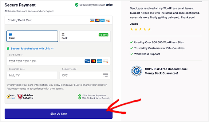 SendLayer payment and purchase