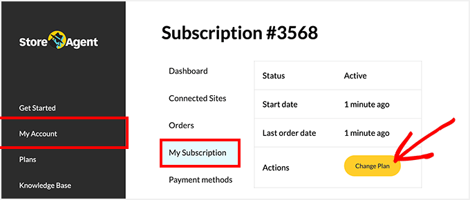 StoreAgent change plan