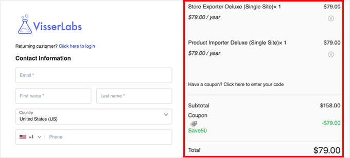 Visser Labs Checkout