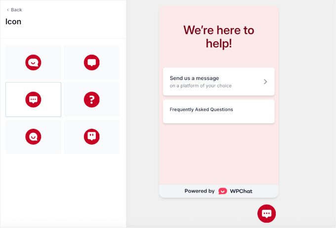 Choosing an icon for the click-to-chat button