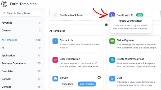 Tworzenie kalkulatora Formidable Forms za pomocą AI