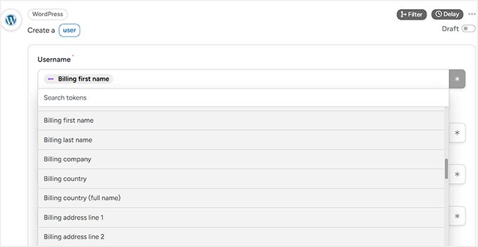Mapeie campos na ação do WordPress no Uncanny Automator