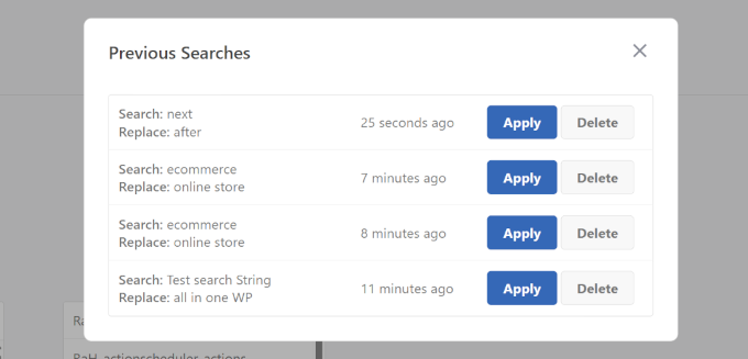 Riutilizza un'operazione di ricerca e sostituzione passata