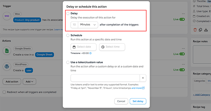 Defina um atraso de ação no Uncanny Automator