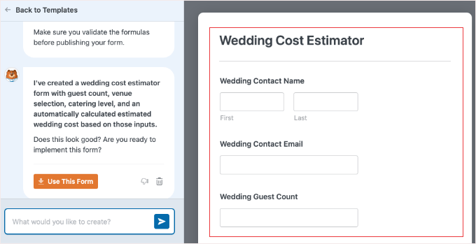 Formularz wygenerowany przez AI przy użyciu WPForms