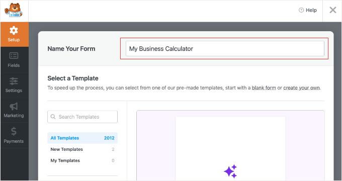 Nazywanie formularza w WPForms