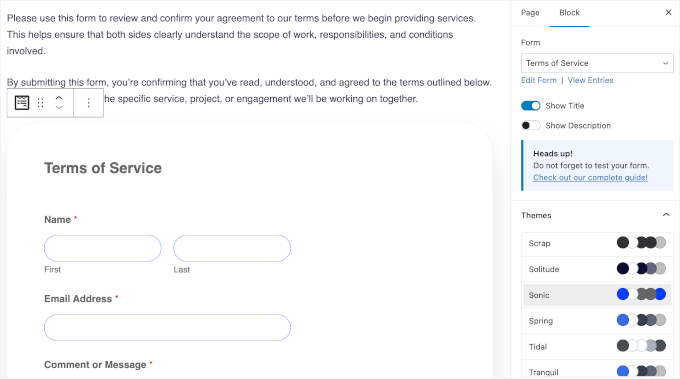 Bağlam ekleme ve form teması seçme
