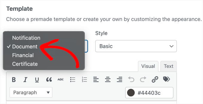 Belge kategorisini seçme