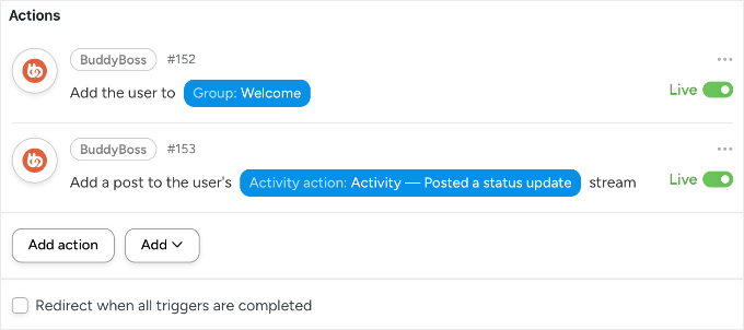 Uncanny Automator Actions för Welcoming Committee Recipe