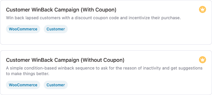 FunnelKit Automations Kundåtervinningsmallar