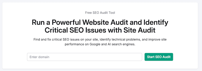 Auditing your site using Semrush One 