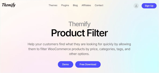 Themify WooCommerce Product Filter's homepage