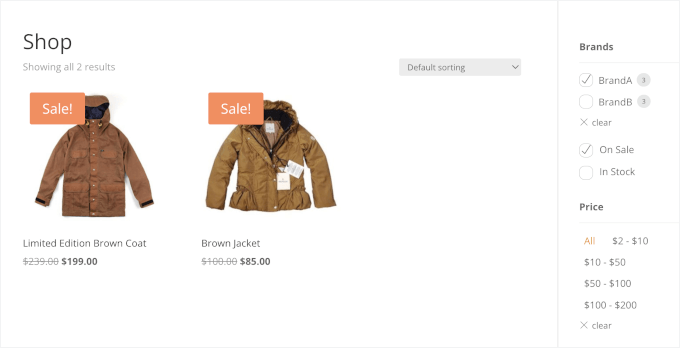 Themify's brand filter