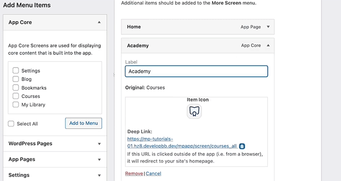 Bildsymbole für Ihre Tab-Leiste in MemberPress AppKit hinzufügen