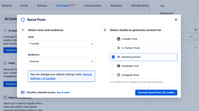 Bir WordPress Gönderisine Dayalı Pazarlama E-postası Oluşturmak İçin AIOSEO Kullanma