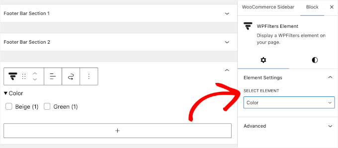 Selecting the WPFilters element to add
