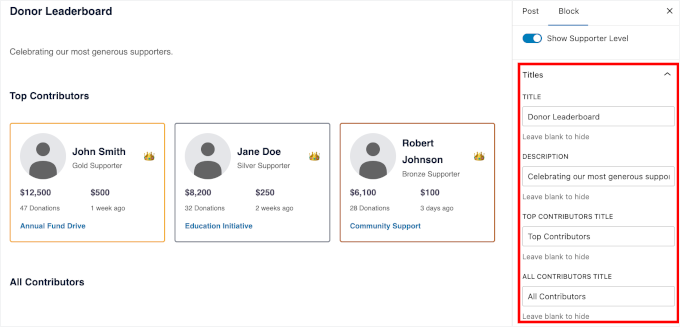 Konfiguracja ustawień tytułu