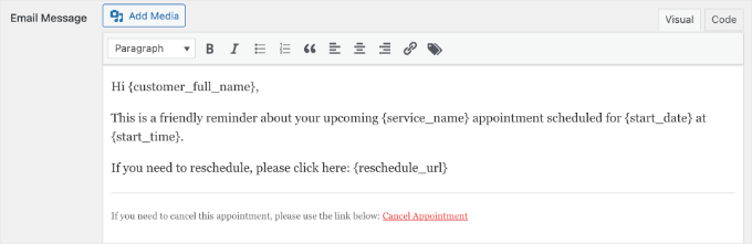 Dostosowywanie wiadomości e-mail w Sugar Calendar Bookings