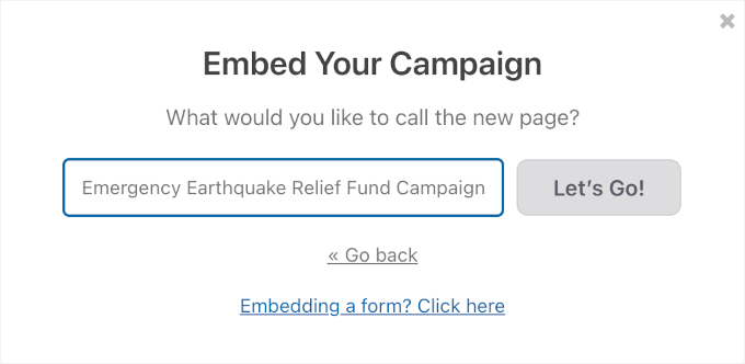 Nazwanie nowej strony kampanii