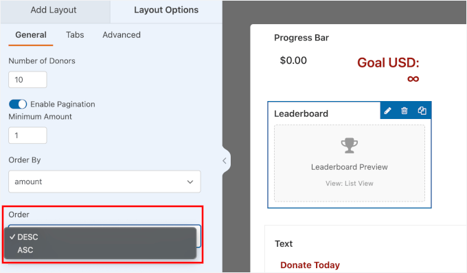 Dostosowywanie kolejności tabeli liderów