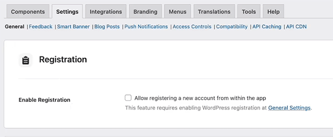 Benutzerregistrierung in MemberPress AppKit aktivieren