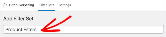 Naming the filter set