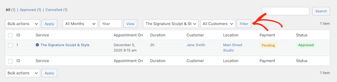 Sugar Calendar Bookings を使用したカレンダービューのフィルタリング